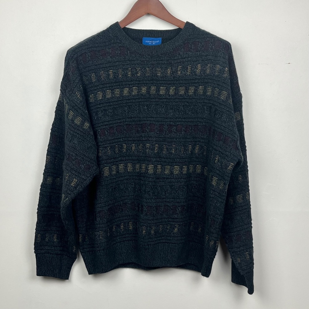 VTG Towncraft Men's Geometric Knit Pullover Sweater XL Grandpa Preppy 90s Y2K